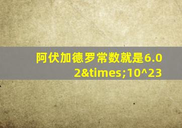 阿伏加德罗常数就是6.02×10^23